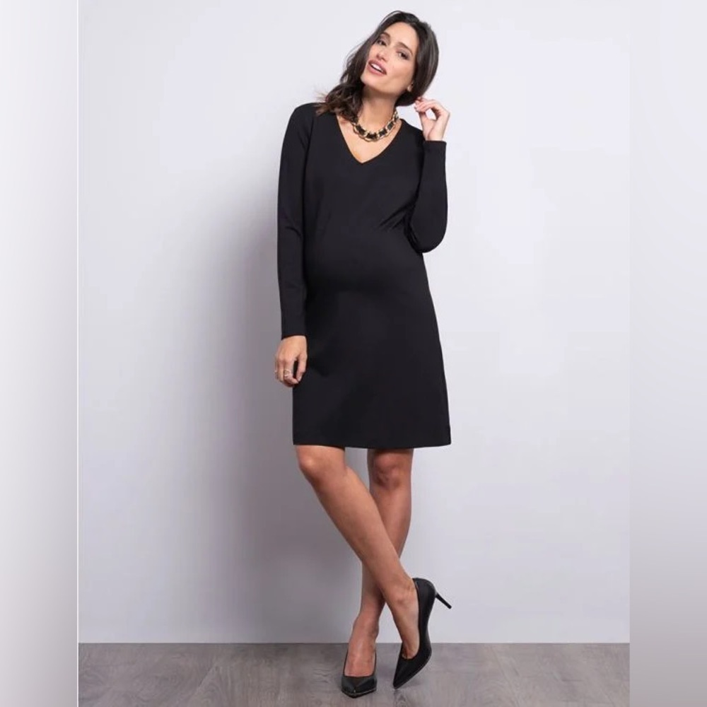 Seraphine Black Ponte Maternity Dress